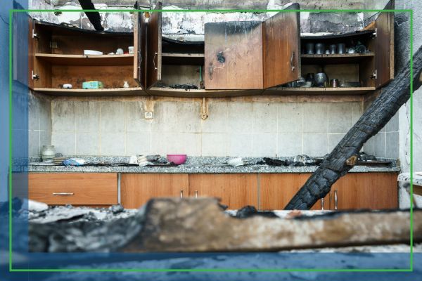 Fire damage in a home.