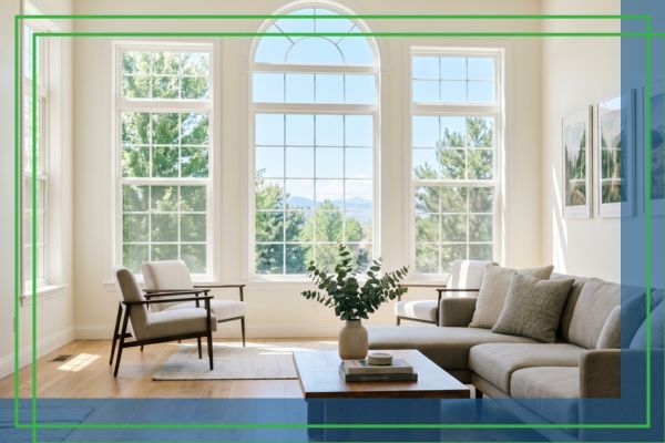 Fully restored and freshly painted bright living room interior.