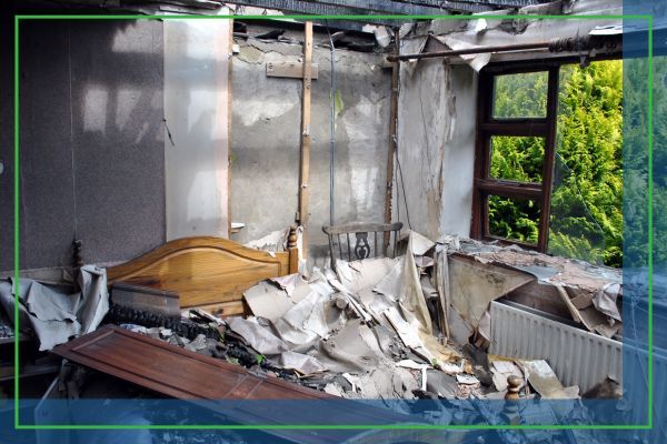 bedroom with fire damage bedroom with fire damage