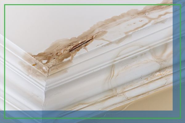 water damage on the ceiling 