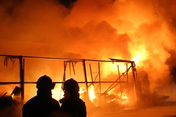 people looking at fire