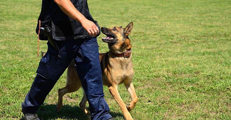 Guard dog with handler