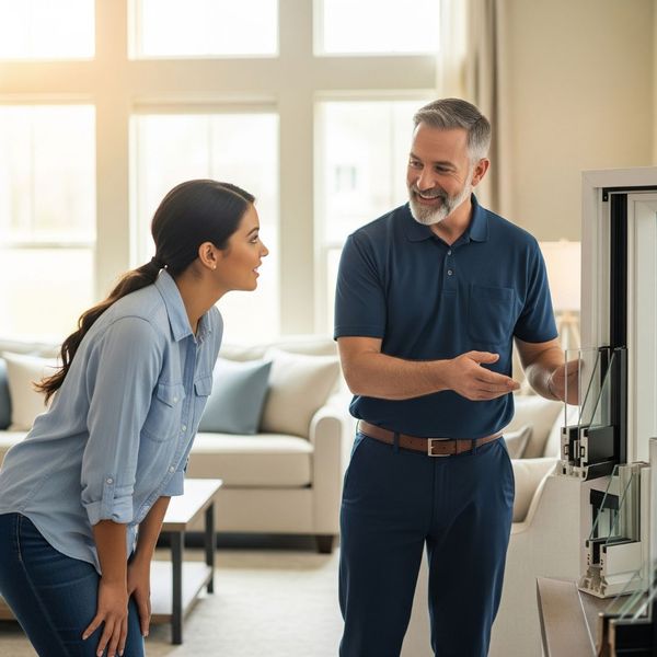 A friendly window expert from a local company consulting with a homeowner. How to Choose the Right Windows for Your Home 1.jpg