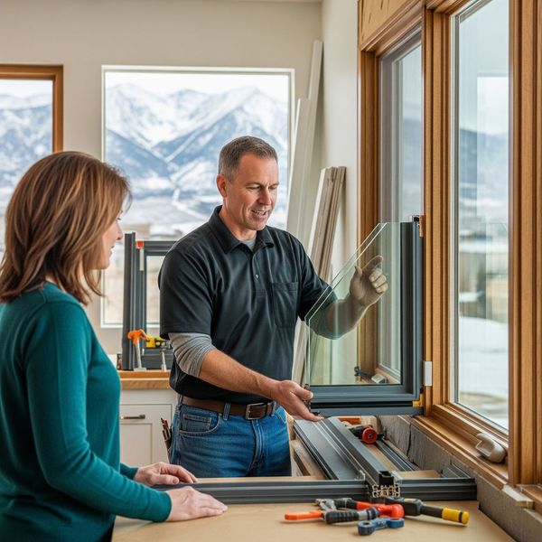 Man demonstrates the construction of the replacement window product How to Choose the Right Windows for Your Home 3.jpg