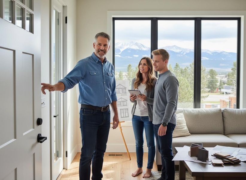 Real Estate Agent Showing Modern Home to Couple
