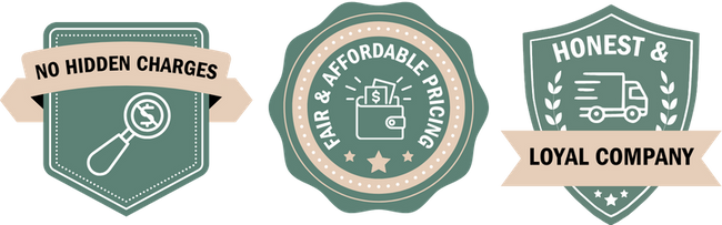 badges: no hidden charges, fair & affordable pricing, honest & loyal company