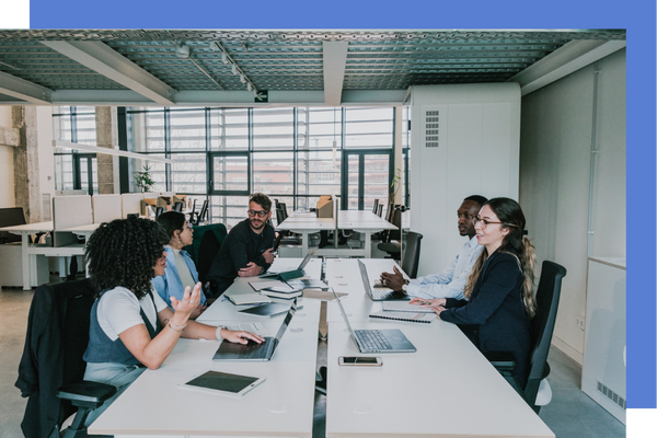 team sitting in an office