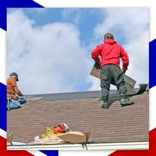 contractors installing roof