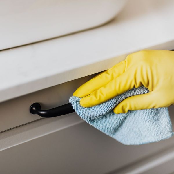 wiping cabinet handles