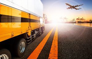 Road with truck and airplane