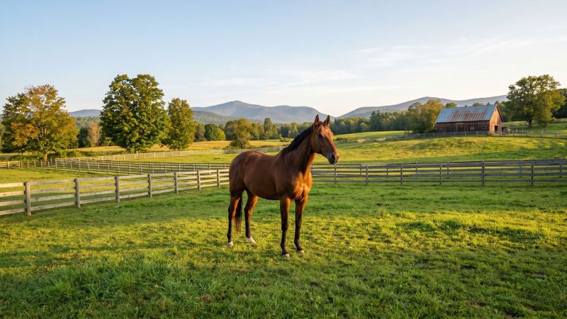 A healthy horse standing in a beautiful New Hampshire paddock during a routine veterinary wellness visit.