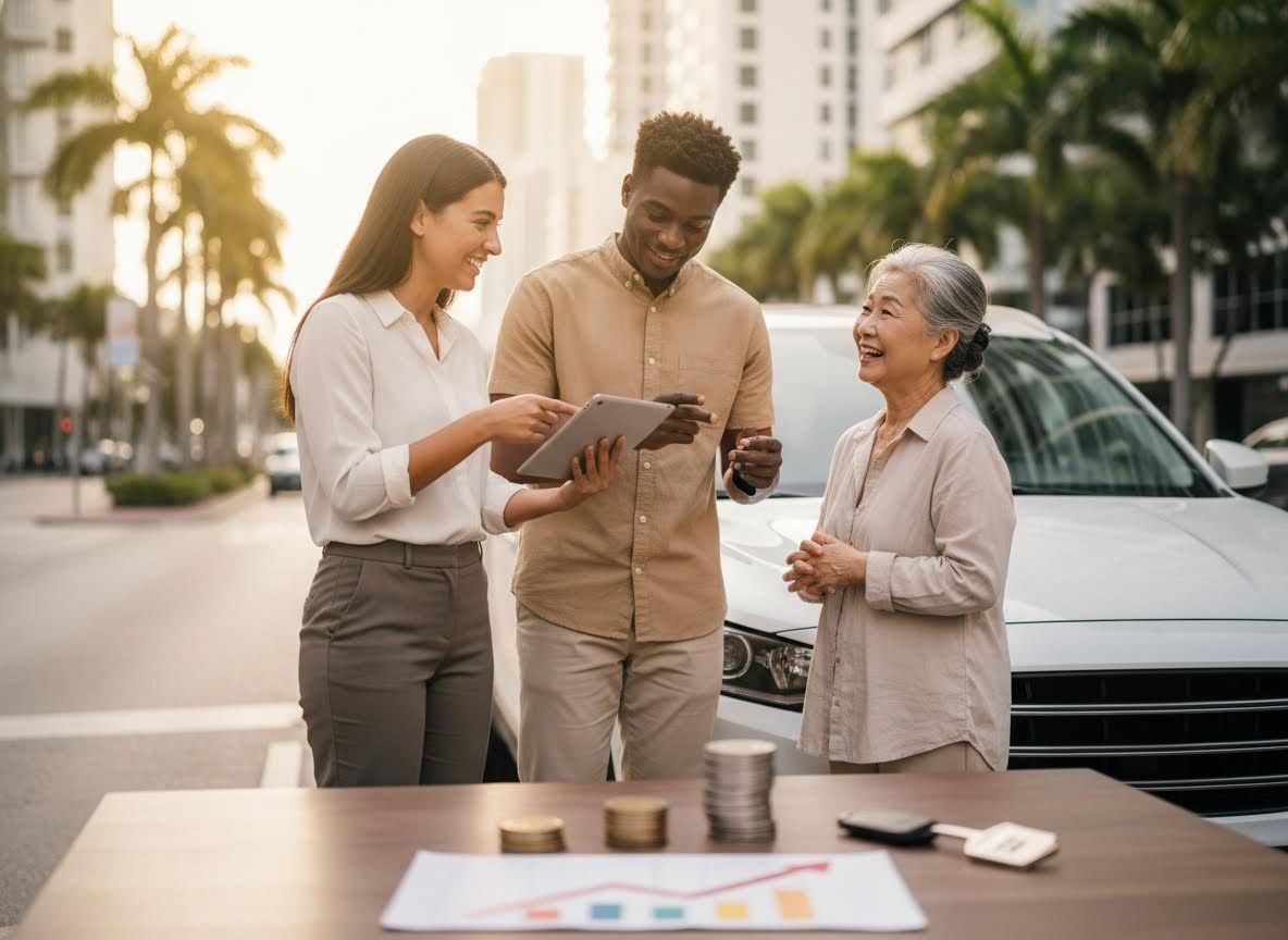 Diverse Group Discussing Car Purchase or Investment