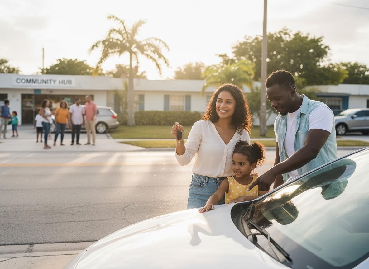 Happy Family with New Car and Keys