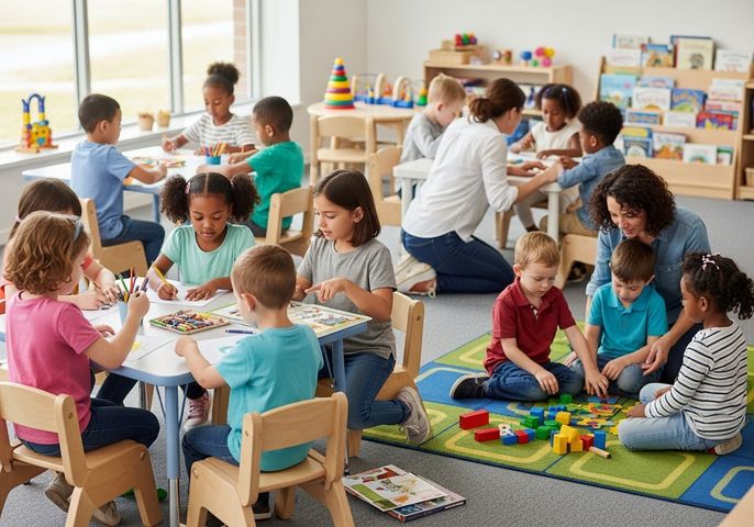 Kindergarteners Learning Together