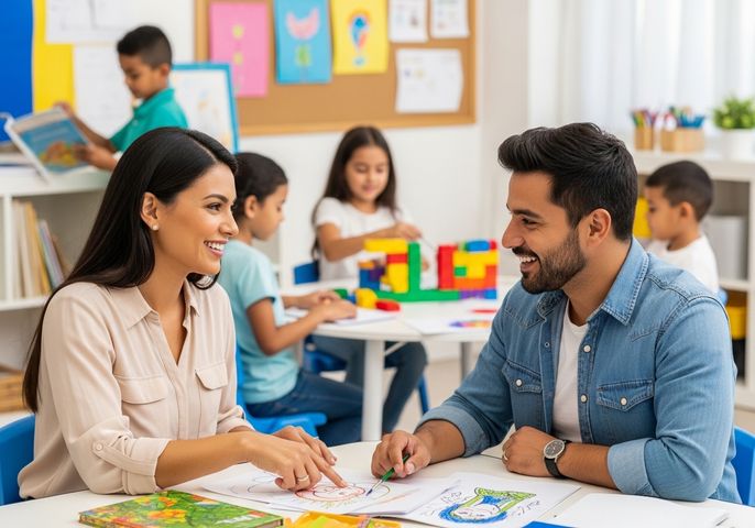 Teachers Assisting Students in Classroom