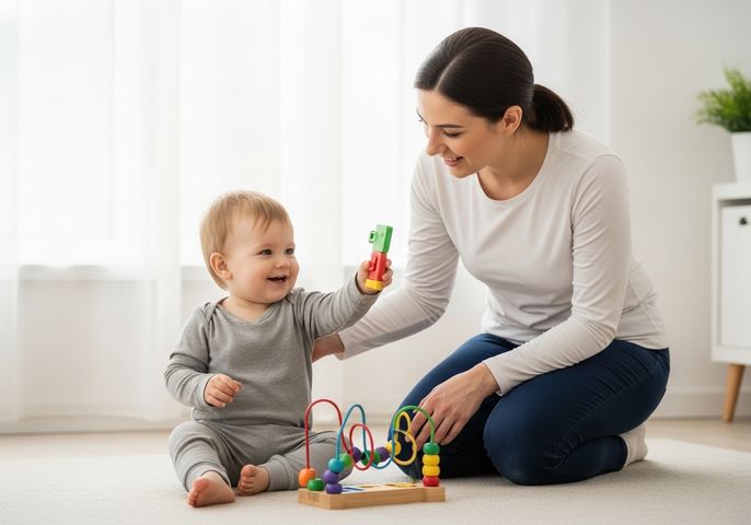 Mother and Baby Playing with Toys