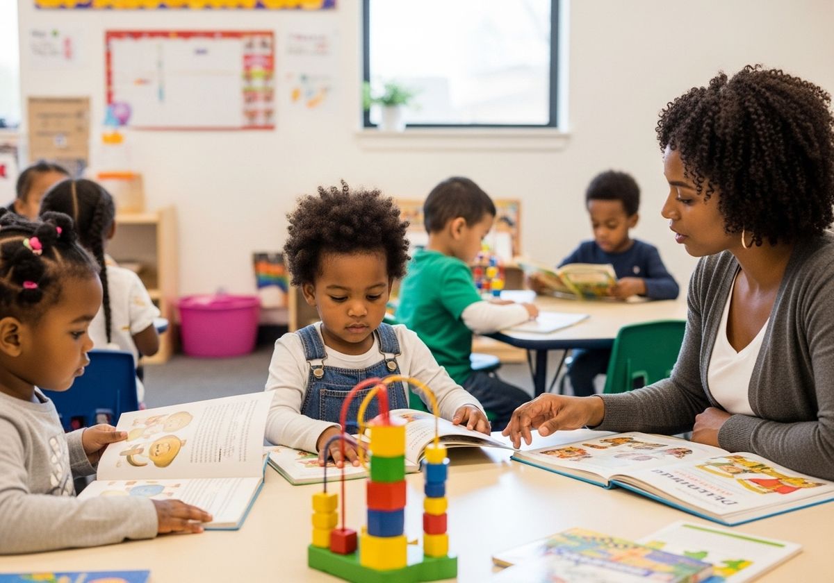 Teacher reading with preschoolers