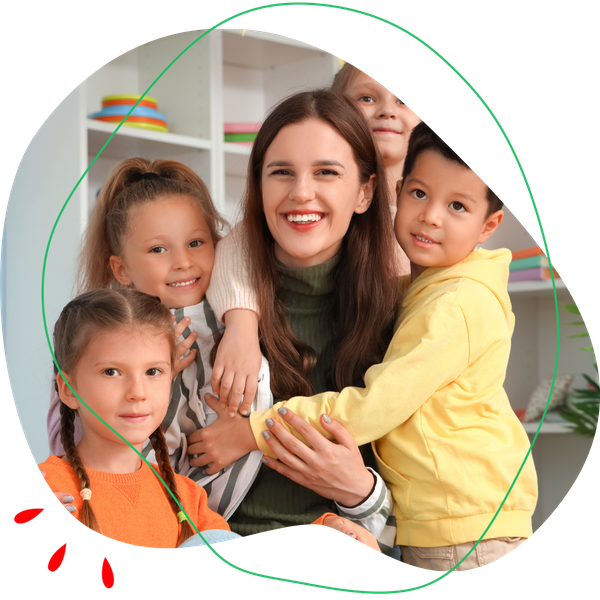 Teacher with her students