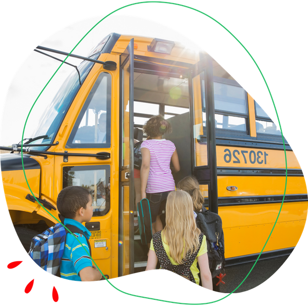 kids getting on a schoolbus kids getting on a schoolbus