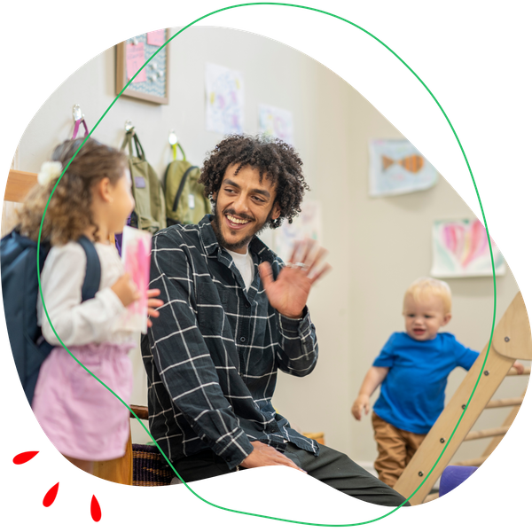 Male teacher with his students