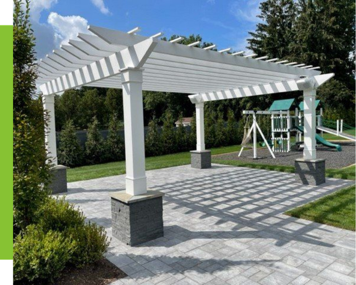 completed patio area with trellis