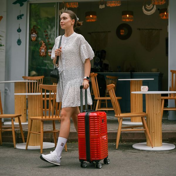 traveling with suitcase