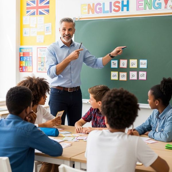 a person confidently leading a diverse classroom