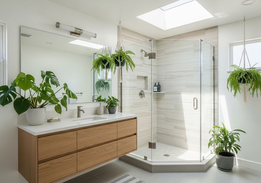 Bright and Airy Modern Bathroom with Indoor Plants