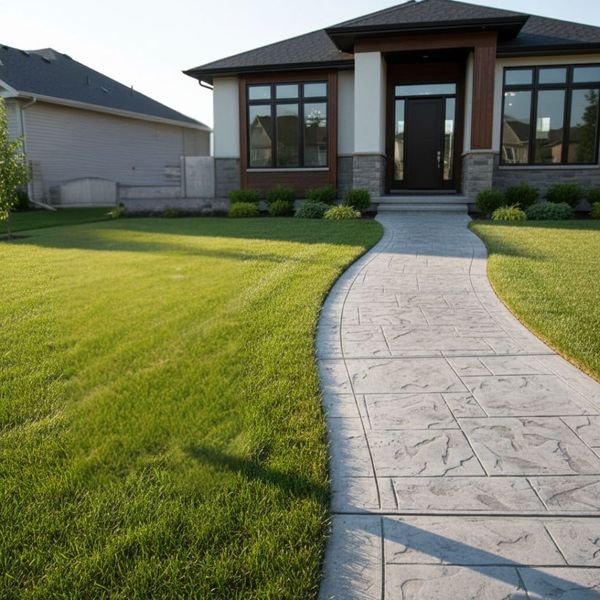 A home's pristine decorative concrete walkway 