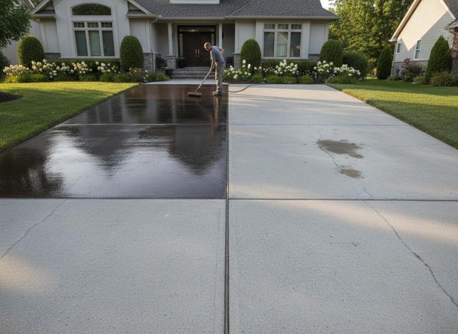 Driveway Cleaning Progress