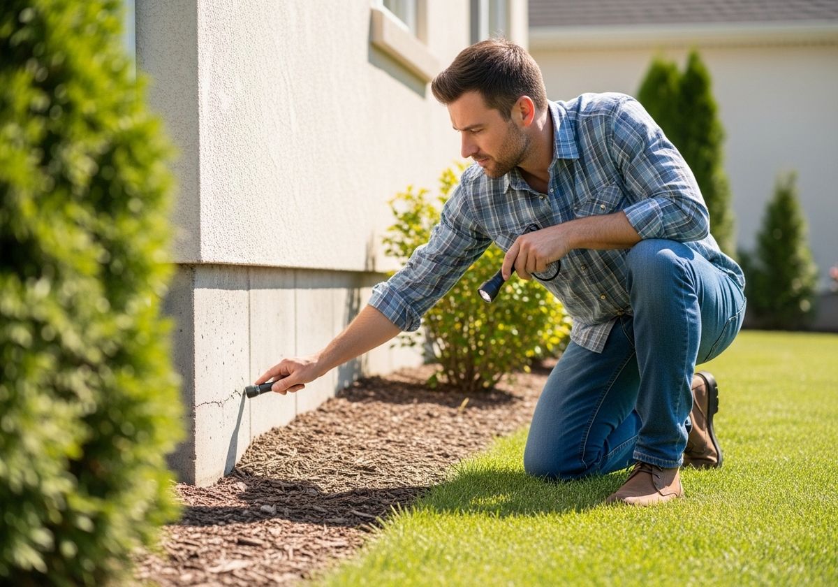 Home Inspector Checking Foundation