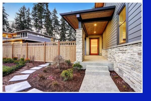 house with concrete walkway