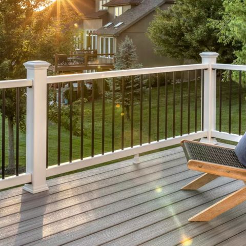 patio with white railing