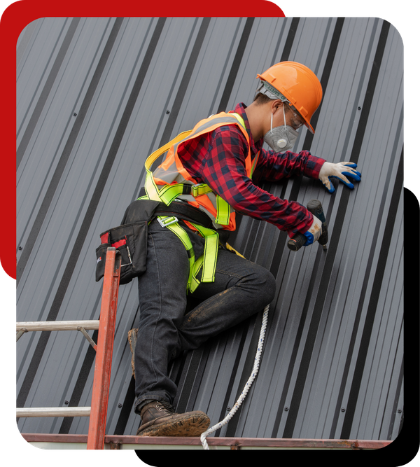 roofer installing a roof. 