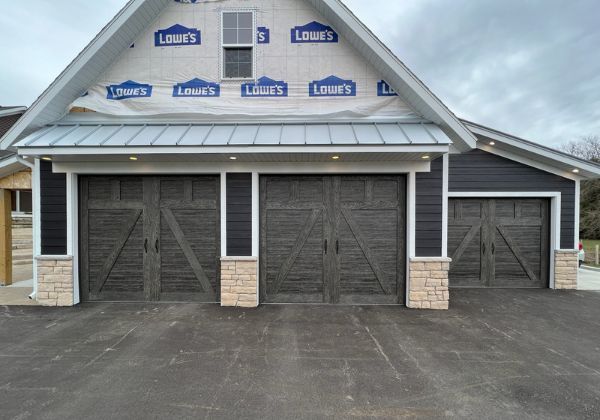 three garage doors