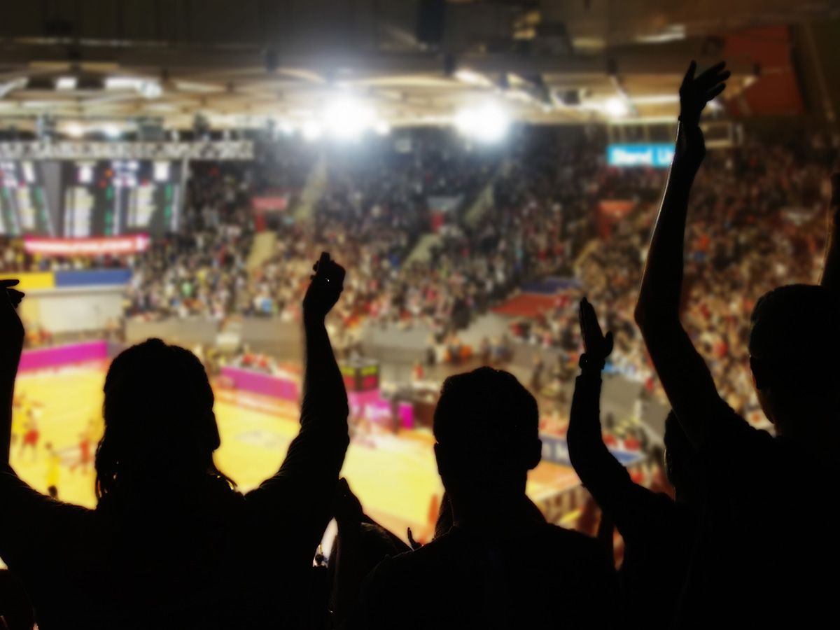 Image of a crowd in a basketball arena