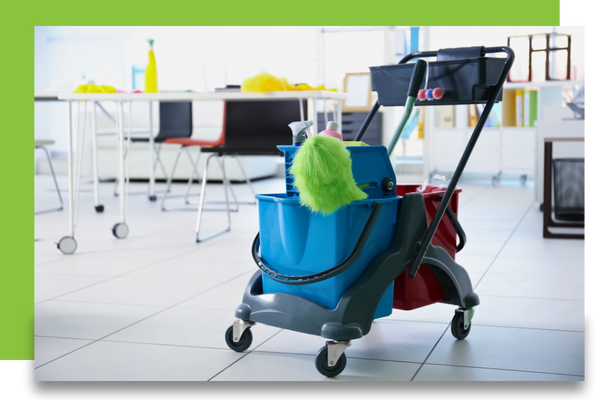 janitorial cart in office area