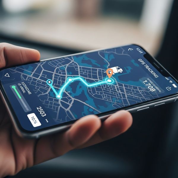 Hand holding a smartphone displaying GPS tracking, symbolizing reliable and accountable service