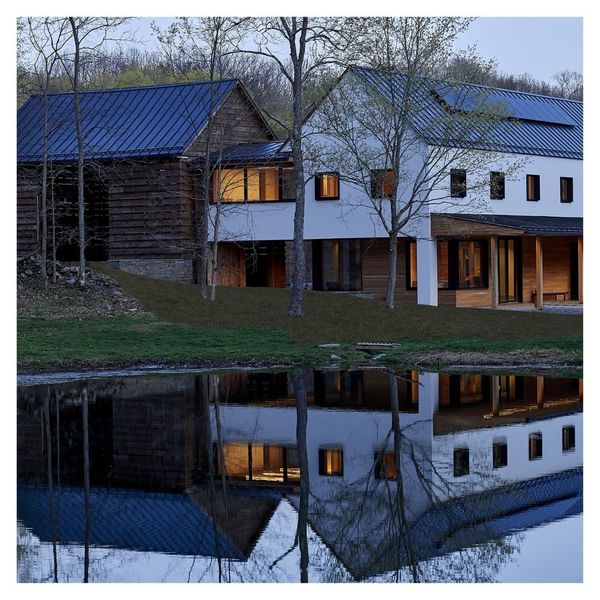 passive house by pond