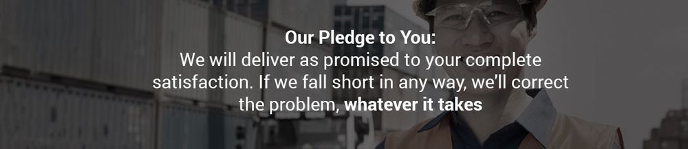 banner image - Text - Our Pledge to you: