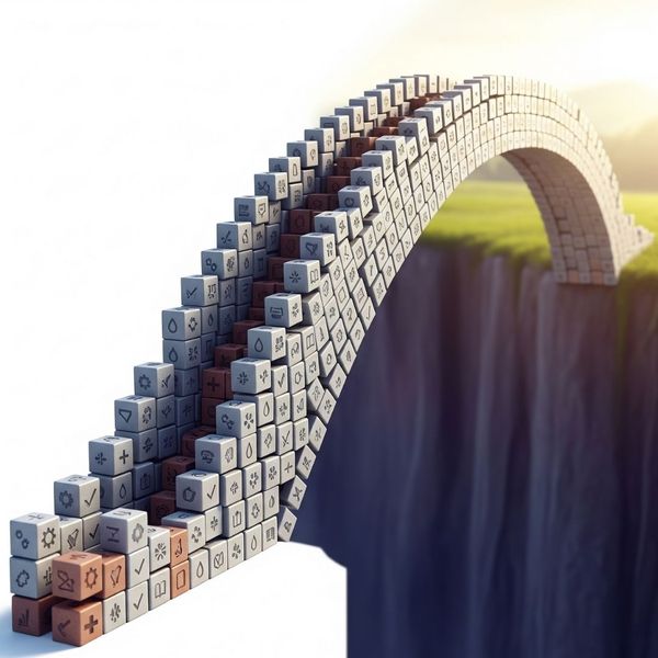 A conceptual illustration showing a bridge built from small, consistent actions. A conceptual illustration showing a bridge built from small, consistent actions.