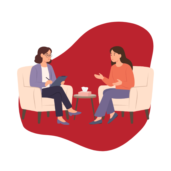 graphic of a person speaking to a counselor