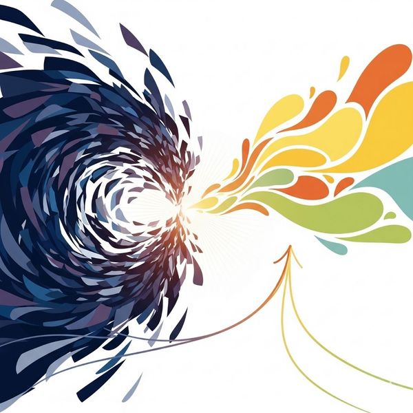 An abstract graphic representing the reframing of negative thoughts into positive ones. An abstract graphic representing the reframing of negative thoughts into positive ones.