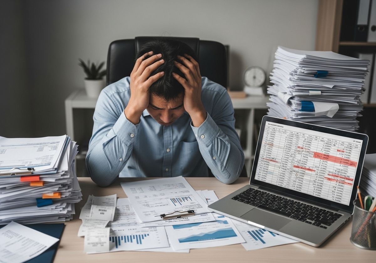 Stressed Accountant Overwhelmed by Paperwork