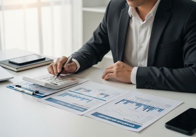 Financial Analyst Calculating Data