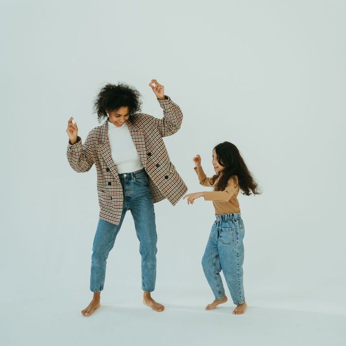 mother and daughter dancing in studio mother and daughter dancing in studio
