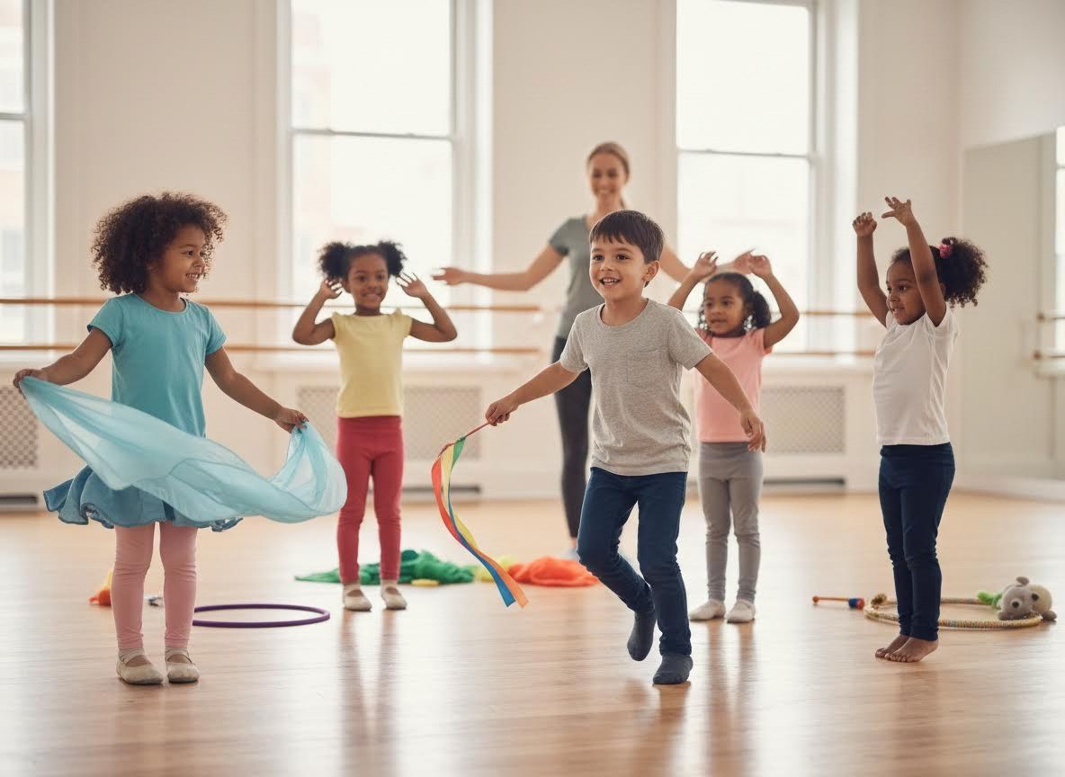 Diverse Group of Children Enjoying Dance Class