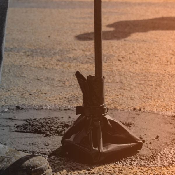 Pothole being repaired