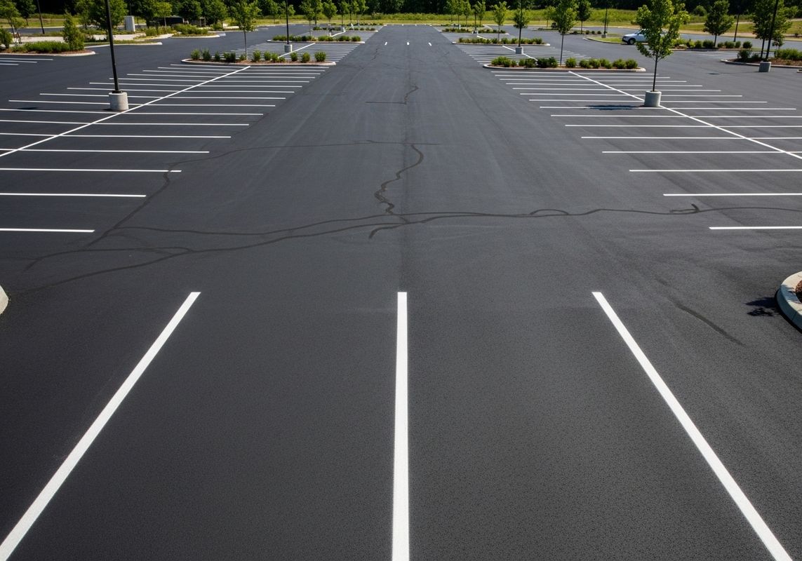 Empty Parking Lot with Fresh Asphalt