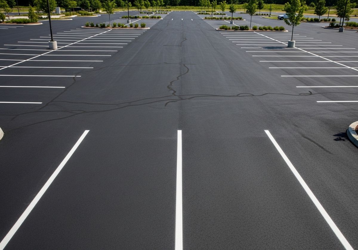 Empty Parking Lot with Fresh Asphalt
